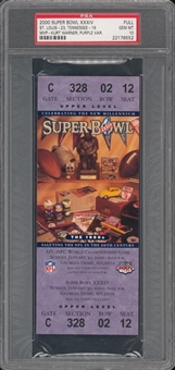 2000 Super Bowl XXXIV Full Ticket, Purple Variation - PSA GEM MT 10
